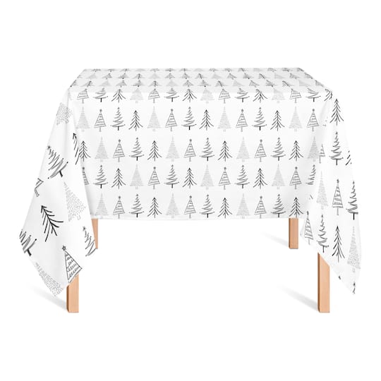 58" Christmas Tree Sketches Tablecloth